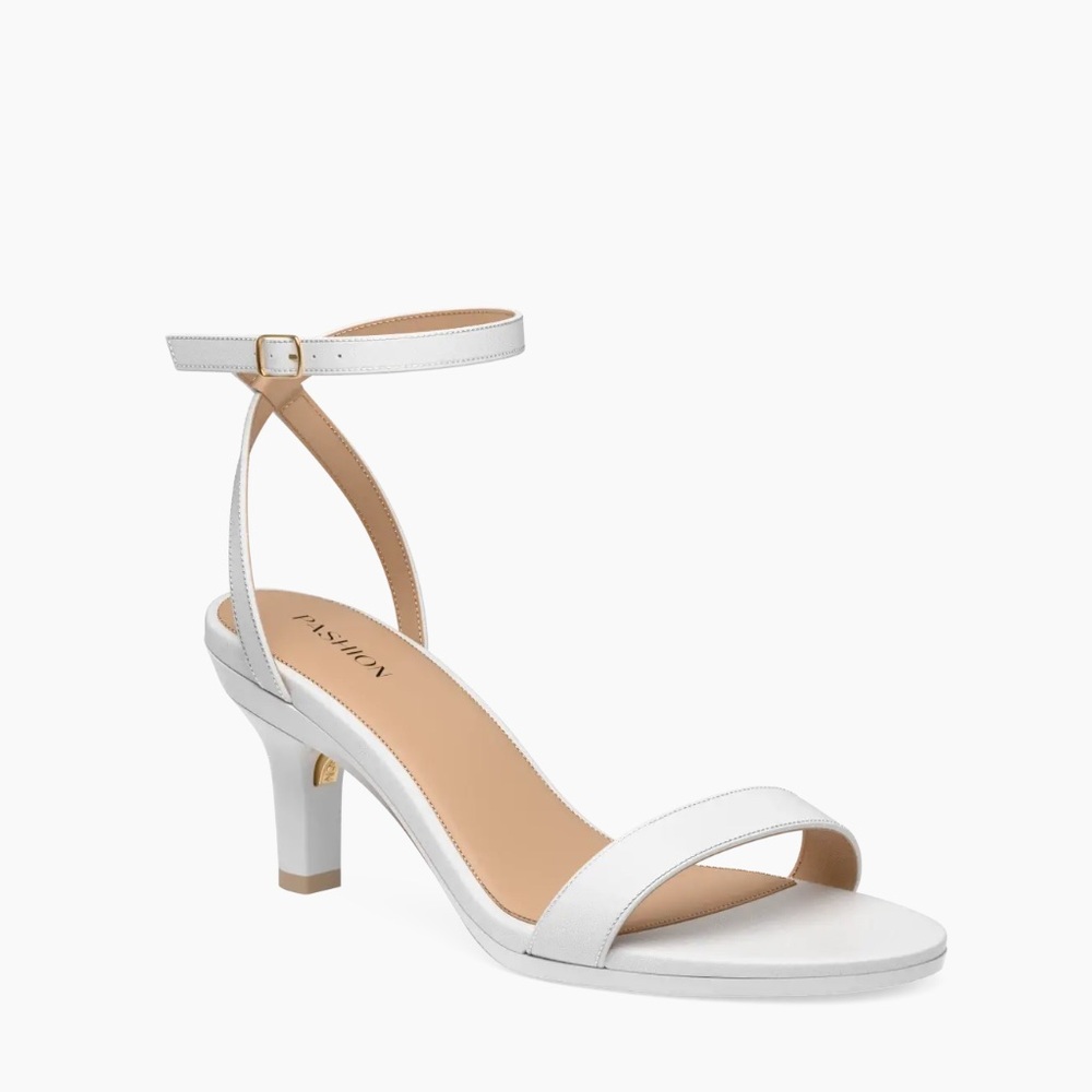 Pashion The Brenna white Leather Heels 3” stiletto convertible flat size 9.5